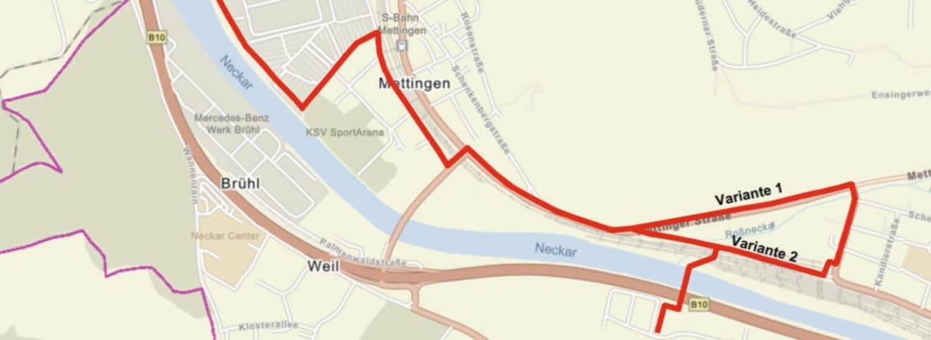 Karte Streckenverlauf in Esslingen